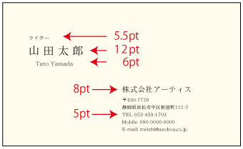 名刺コラム 最適な文字の大きさを知って きちんと自分をprできる名刺を作りませんか 名刺コラム 名刺作成ならアーティス名刺工房 最短即日発送